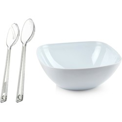 PlasticForte Slakom/schaal met transparant slacouvert - Kunststof - D28 cm - Saladeschalen