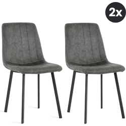 2x Eetkamerstoel Minsk - Microleder - Antraciet