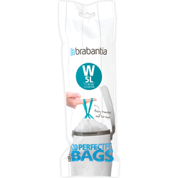 PerfectFit afvalzak met trekbandsluiting code W, 5 liter, 20 stuks/rol White - Brabantia