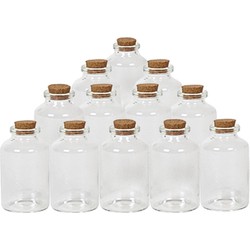 24x Kleine decoratieve glazen flesjes met kurken dop 30 ml - Decoratieve flessen