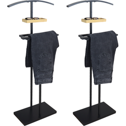 MISOU Dressboy - Kledingstandaard - 2 Stuks - Kledinghouder - Zwart - 114 cm - Kledingrek - Bamboe en metaal