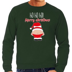 Bellatio Decorations foute kersttrui/sweater heren - Kerstman - groen - Merry Christmas XL - kerst truien