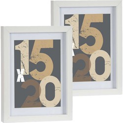 2x stuks houten fotolijst wit geschikt voor een foto van 15 x 20 cm of 18 x 24 cm - Fotolijsten