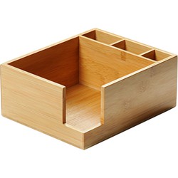 Servettenhouder & Bestekhouder in 1 - FSC® Bamboe hout - Houder voor Servetten en bestek - Serverhouder - Afm 22 x 18 x 9 Cm