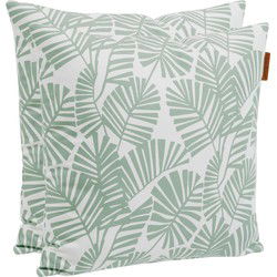 Hesperide sierkussens - 2x - binnen/buiten - palm print - 40 x 10 cm - tuinstoelkussens