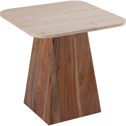 PTMD Bronson Cream Travertine and wood sidetable low