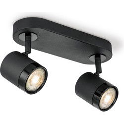 Home sweet home LED opbouwspot Manu 2 lichts ↔ 24 cm - zwart
