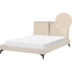 MELLE  - Tweepersoonsbed - Lichtbeige - 140 x 200 cm - Bouclé