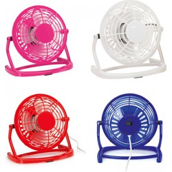 Kleine USB bureau ventilator - kunststof - snoer 100 cm blauw - Ventilatoren
