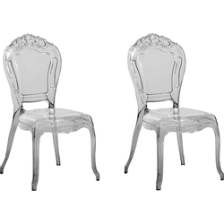 VERMONT - Eetkamerstoel set van 2 - Zwart/Transparant - Polycarbonaat