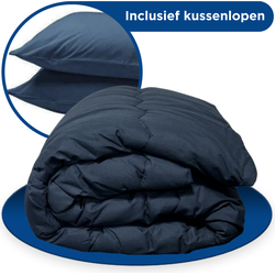 Zavelo Eazzy All-in-one-Dekbed zonder Overtrek Navy - Met Kussenslopen-1-persoons (140x200 cm)