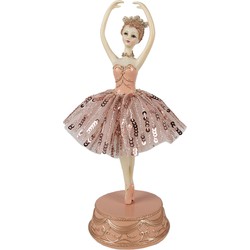 Clayre & Eef Muziekdoos Ballerina Ø 11x29 cm Roze Polyresin