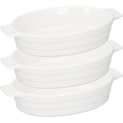 3x Ovenschalen ovaal keramiek 24 cm - Ovenschalen