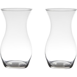 Set van 2x stuks glazen bloemen vaas/vazen 25 x 14 cm transparant - Vazen