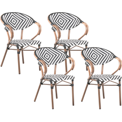 RIFREDDO  - Tuinstoel set van 4 - Zwart/Wit - PE rotan
