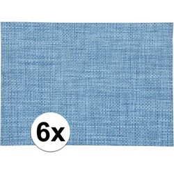 6x Onderlegger blauw gevlochten 45 x 30 cm - Placemats