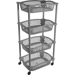 Keuken opberg trolleys/roltafels met 4 manden 86 cm donkergrijs - Opberg trolley