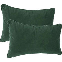 Atmosphera Bank/sierkussens huiskamer Sophia - 2x - 30 x 50 cm - Donkergroen - polyester - met rits - Sierkussens