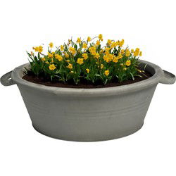 Mega Collections teil/plantenpot Farmer - zink - donkergrijs - D26 X H12.5 cm - IJzeren emmer / teil