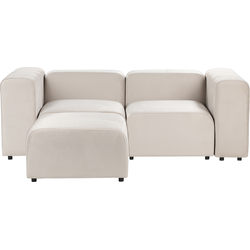 FALSTERBO - Modulaire tweezitsbank met ottomaan - Beige - Fluweel