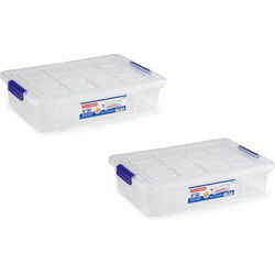 PlasticForte Opbergbox met deksel - 2x stuks - 5L - organizer - 26 x 40 x 8,5 cm - Opbergbox