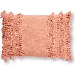 Dutch Decor FARA - Sierkussen 40x60 cm - 100% katoen - met franjes - Muted Clay - roze - Dutch Decor