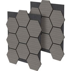 Set van 2 akoestische panelen voor 1m² Grijze wandpanelen Hexagon geluidsisolatie ML-Design
