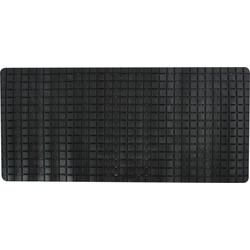 MSV Douche/bad anti-slip mat badkamer - rubber - zwart - 76 x 36 cm - Badmatjes