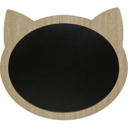 Krijtbord/memobord Poes/Katten vorm - mdf - ophangoog - 40 x 35 cm - Krijtborden