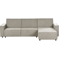 ROMEDAL - Hoekslaapbank - Beige - Linkszijdig - Polyester