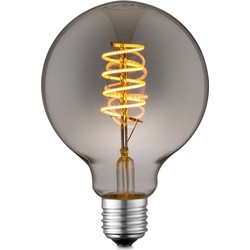 Edison Vintage LED filament lichtbron Globe - Rook - G95 Spiraal - Retro LED lamp - 9.5/9.5/13.5cm - geschikt voor E27 fitting - Dimbaar - 4W 140lm 1800K - warm wit licht