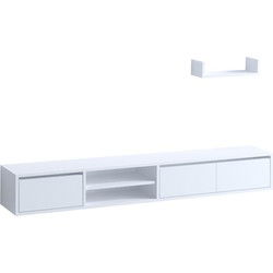 Set TV-meubel met 3 deuren en wandplank wit L180 cm  ALCOR