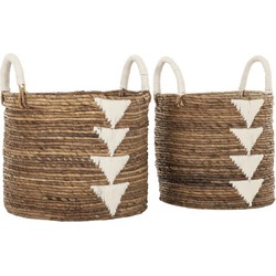 MUST Living Basket Lima white, set of 2,39xØ32 cm / 42xØ37 cm