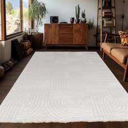 Arte Designer Vloerkleed Laagpolig Luxe Tapijt - Woonkamer Slaapkamer -  Creme- 160x230 CM