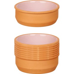 Set 12x tapas/creme brulee serveer schaaltjes terracotta/roze 12x4 cm - Snack en tapasschalen