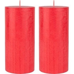 3x stuks rode cilinder kaarsen /stompkaarsen 15 x 7 cm 50 branduren sfeerkaarsen rood - Stompkaarsen