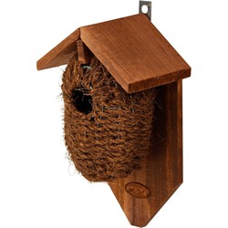 Bruin vogelhuisje voor kleine vogels 26 cm - Vogelhuisjes