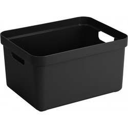 Zwarte kunststof opbergbakken/opbergmanden 32 liter - Opbergbox