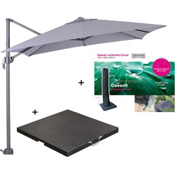 Garden Impressions Hawaii zweefparasol S 250x250 - donker grijs/licht grijs met 60 kg parasolvoet en parasolhoes