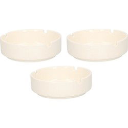 Asbak - Set van 3x stuks - wit - porselein - 10 cm - Asbakken