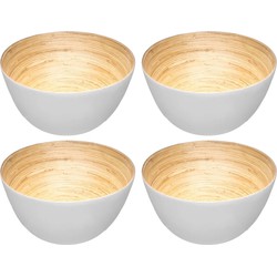 Set van 10x stuks Slakommetjes/serveer schaaltjes - bamboe - D17 cm - Saladeschalen