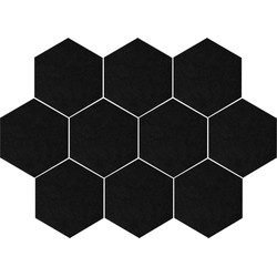 QUVIO Vilten memobord hexagon set van 10 - Zwart