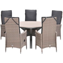 Garden Impressions Collin tuinset 6-delig - Tulli tuintafel Ø148x75 cm - light teak vironwood
