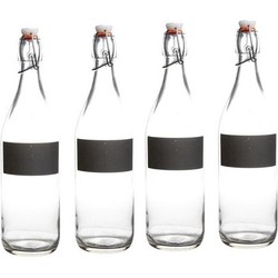 4x Decoratie flessen met tekstvak - Decoratieve flessen