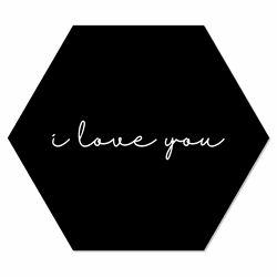 Label2X Muurhexagon i love you zwart Forex / 24 x 20 cm - 24 x 20 cm