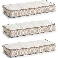 Zeller opbergtas/beschermhoes beddengoed/kleding - 3x - voor onder bed - 104 x 46 x 15 cm - Opberghoezen