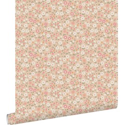 ESTAhome behang bloemetjes roze, groen en wit - 50 x 900 cm - 139469