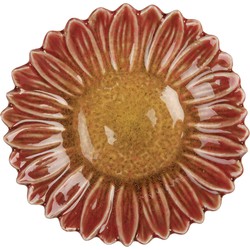 Clayre & Eef Decoratie schaal Bloem Ø 14x3 cm Rood Geel Keramiek