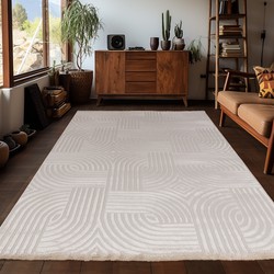 Arte Designer Vloerkleed Laagpolig Luxe Tapijt - Woonkamer Slaapkamer -  Beige- 240x340 CM