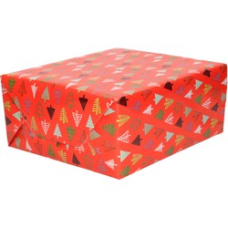 5x Rollen inpakpapier/cadeaupapier Kerst print rood 2,5 x 0,7 meter 70 grams luxe kwaliteit - Cadeaupapier